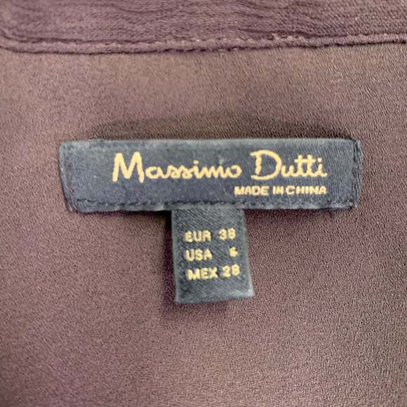 MASSIMO DUTTI Brown Viscose See Through Long Sleeve Dress - Picture 7 of 8